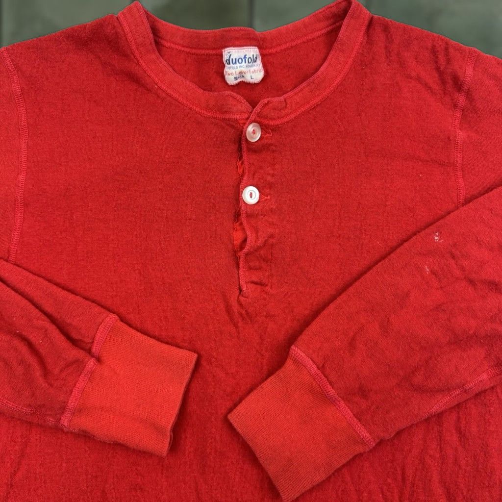 Vintage VINTAGE Duofold Thermal Henley Shirt Men Large Red Grunge 70s Rockabilly Size US L / EU 52-54 / 3 - 1 Thumbnail