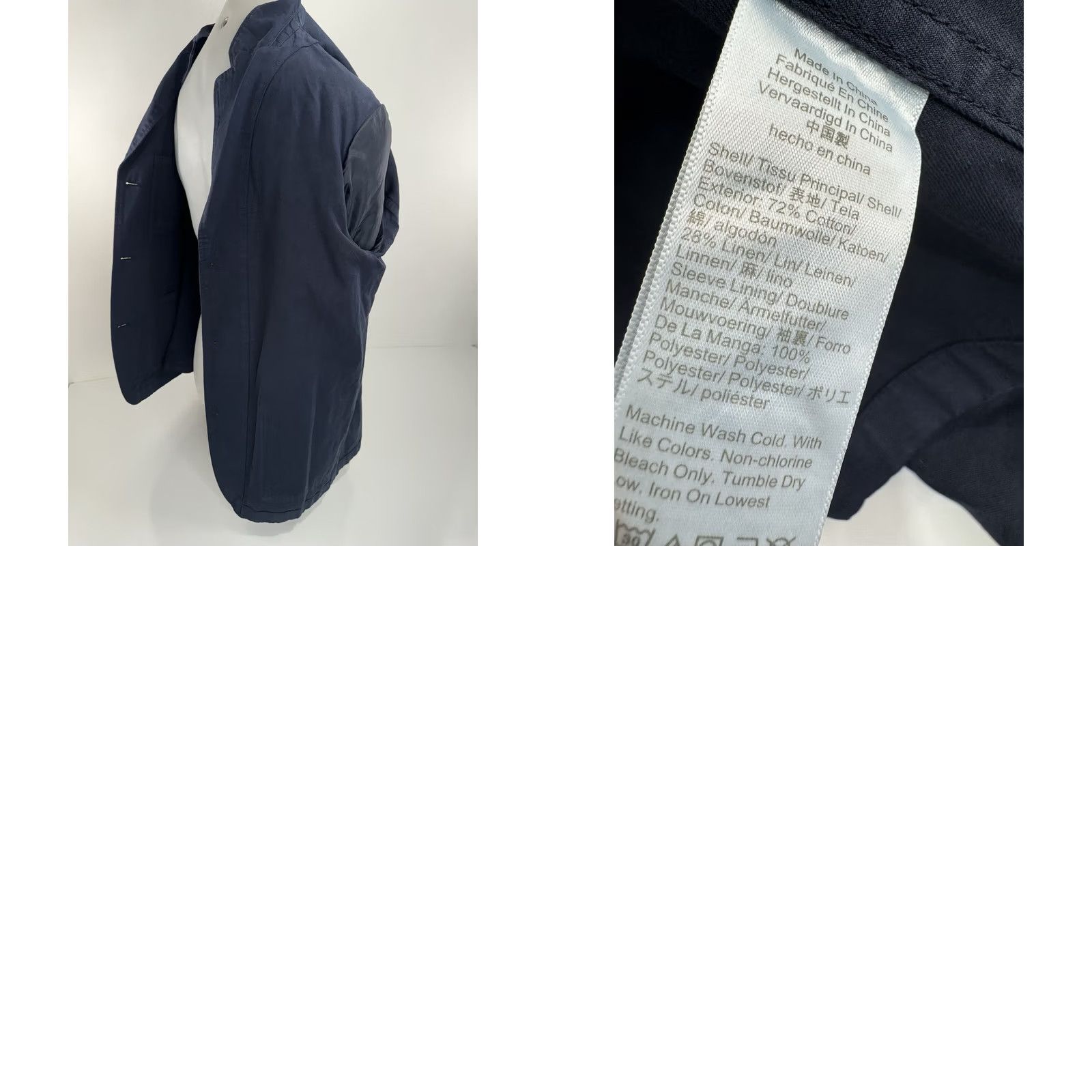 Wallace & Barnes Wallace & Barnes Blazer Jacket - Linen Blend Long 42 Long Unstructured Blue Mens Size 42R - 8 Thumbnail