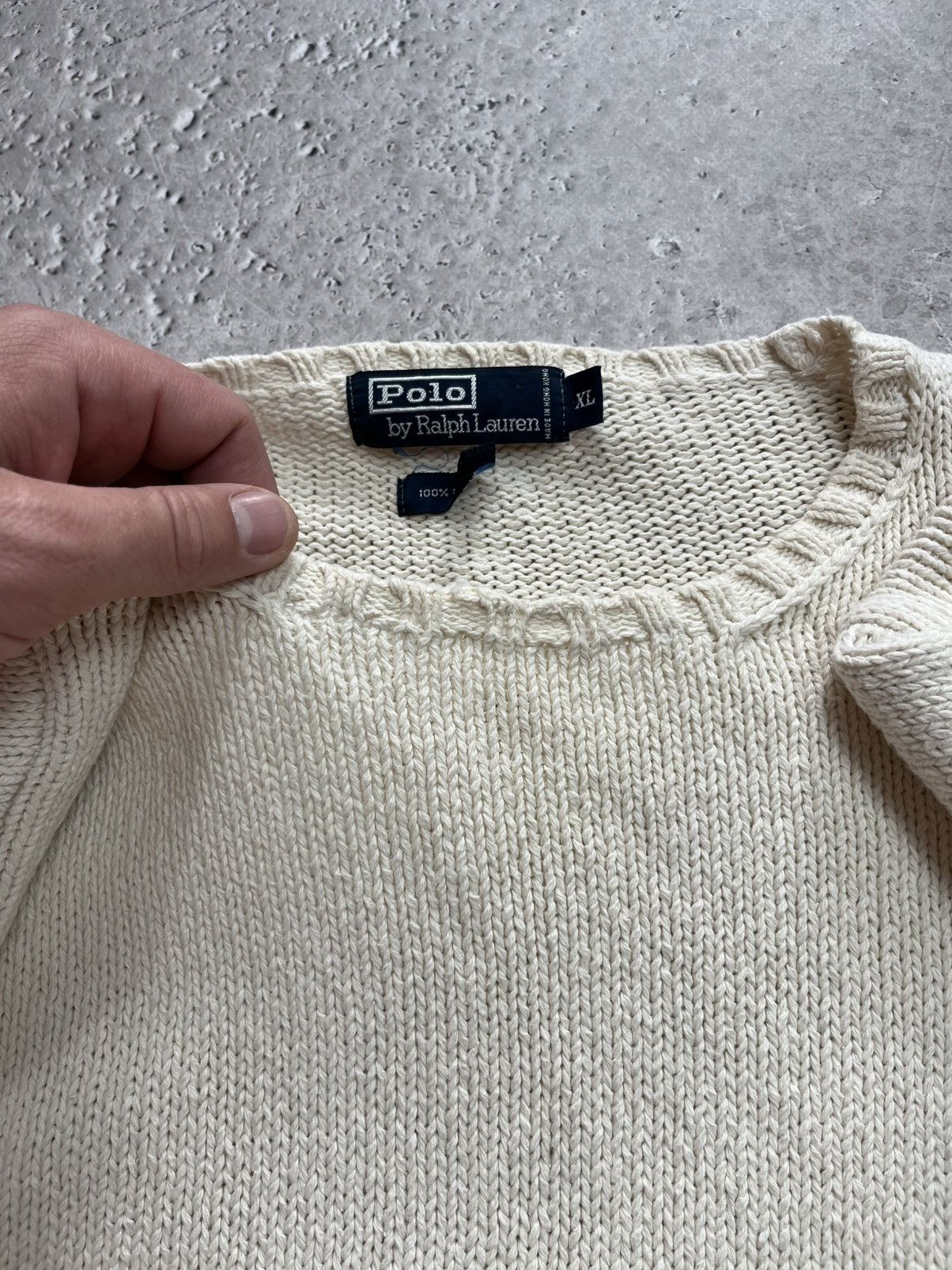 Polo Ralph Lauren Vintage Polo Ralph Lauren Men’s Knit Sweater XL Cream Cotton Size US XL / EU 56 / 4 - 9 Thumbnail