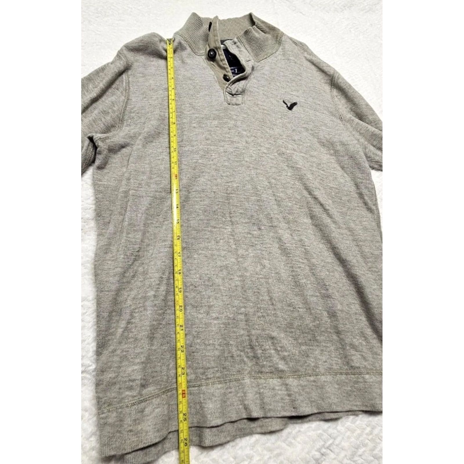 American Eagle Outfitters American Eagle Pullover Men's Large Heather Gray Relaxed Fit Mock Neck Size US L / EU 52-54 / 3 - 6 Thumbnail