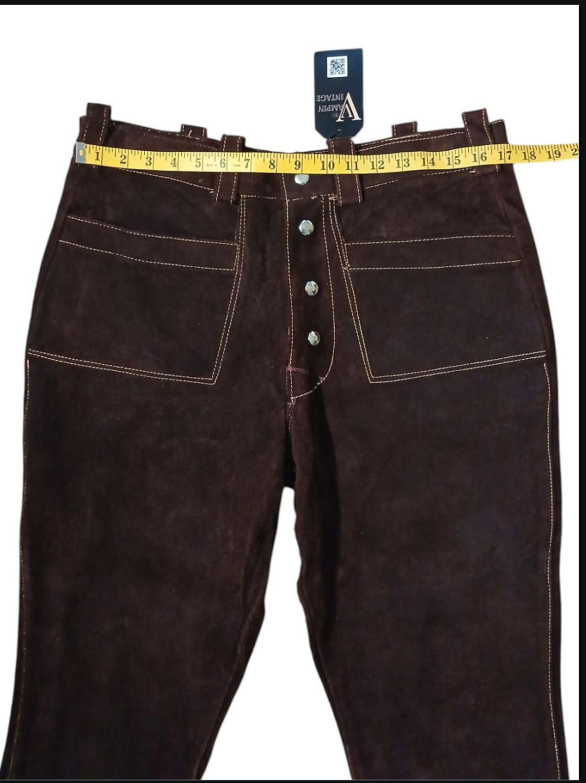The Unbranded Brand 70's Suede Leather 34x30 Bell Bottom Flare Leg Men's Pants Size US 34 / EU 50 - 3 Thumbnail