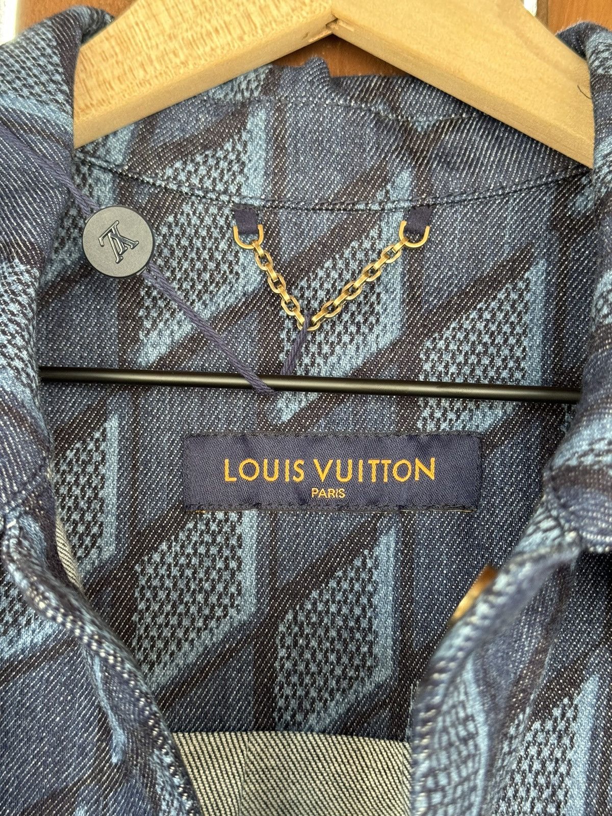 Louis Vuitton Louis Vuitton Indigo Diamond-Stipe Denim Shirt SMALL Size US S / EU 44-46 / 1 - 6 Thumbnail