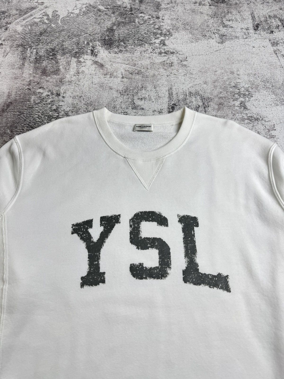 Saint Laurent Paris SAINT LAURENT Paris 2021 YSL Logo Cotton White Crew Sweatshirt Pullover Hoodie Size US L / EU 52-54 / 3 - 6 Thumbnail