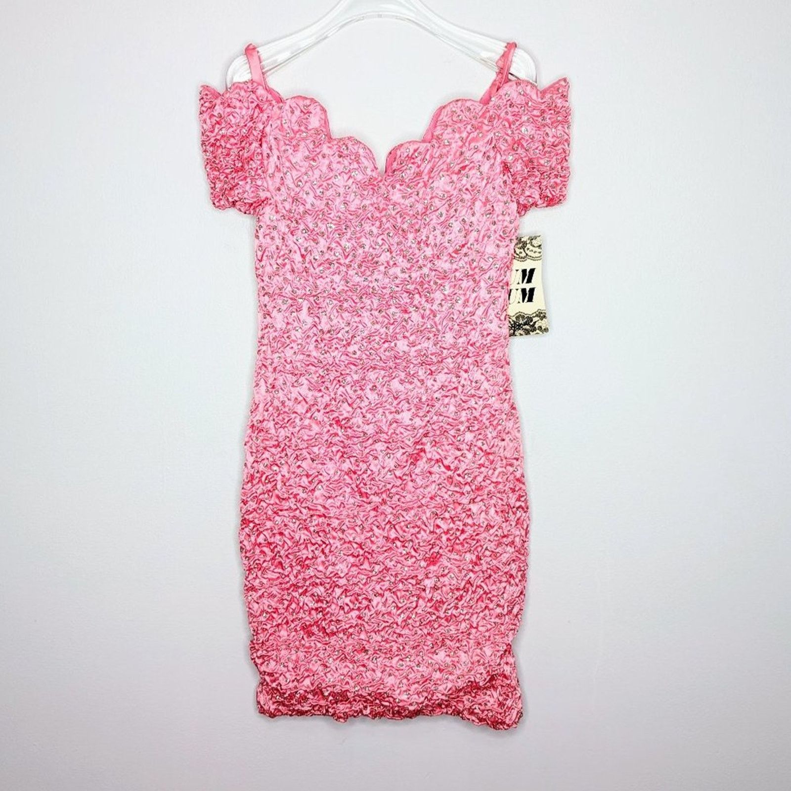 Vintage Vintage Zum Zum Pink Off The Shoulder Mini Glitter Polka Dot Size S / US 4 / IT 40 - 1 Thumbnail