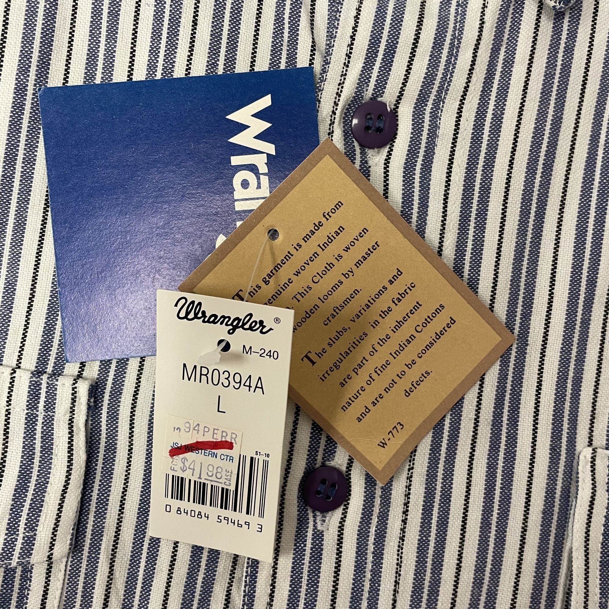 Wrangler NOS New Vtg Wrangler Blue Stripe ROEDO GARTH Shirt Size US L / EU 52-54 / 3 - 4 Thumbnail