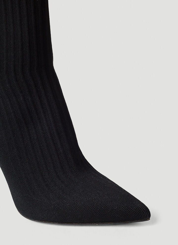 Balmain o1s1wg110925 Logo Print Knit High Heel Boots in Black Size US 5 / IT 35 - 5 Thumbnail