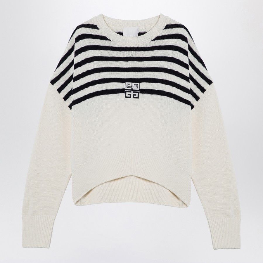 Givenchy o1d2blof0824 Striped Jersey in White & Black Size M / US 6-8 / IT 42-44 - 1 Thumbnail