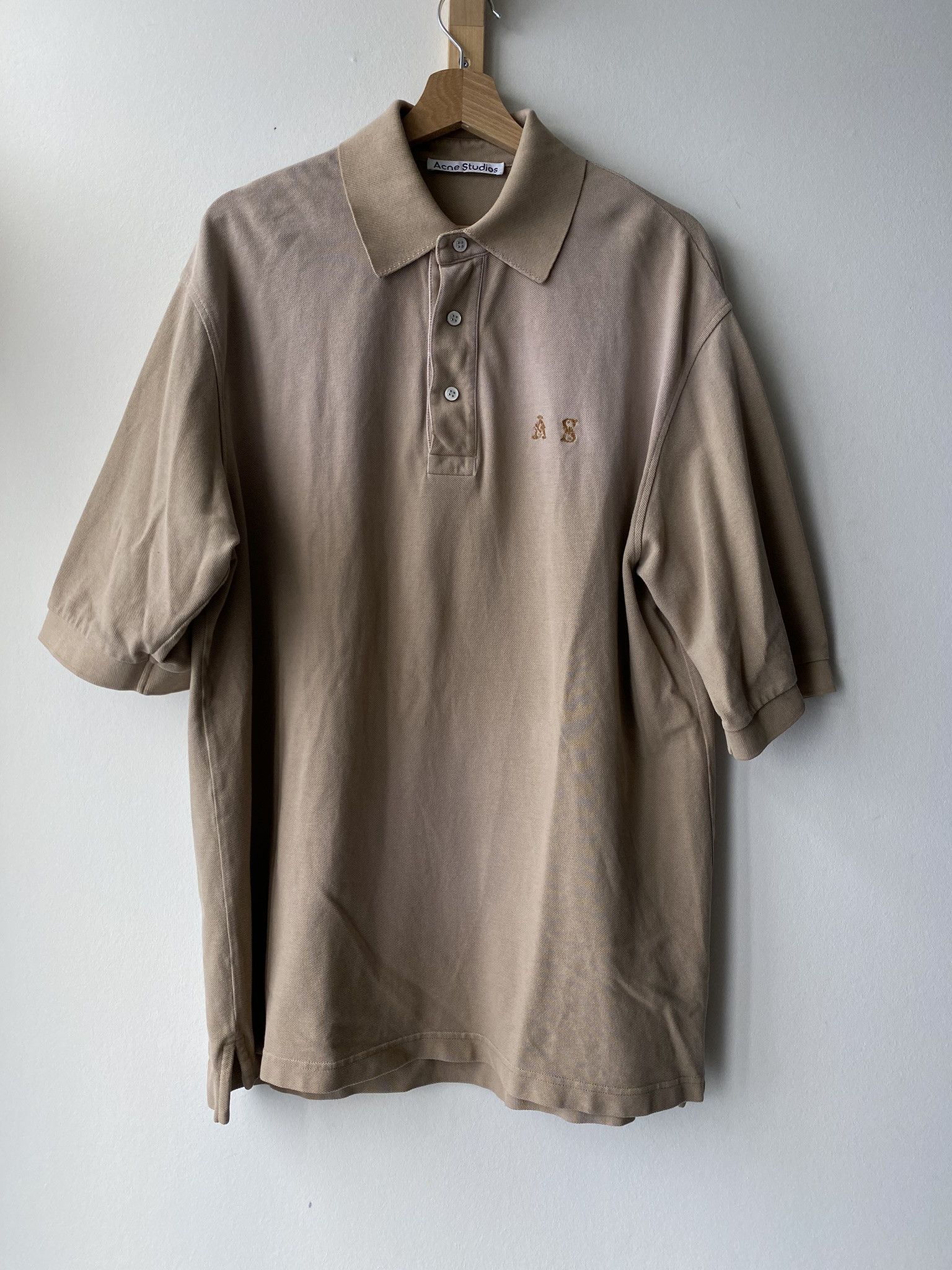 Acne Studios $300 - Cotton Polo Shirt - Washed Beige Size US S / EU 44-46 / 1 - 6 Thumbnail