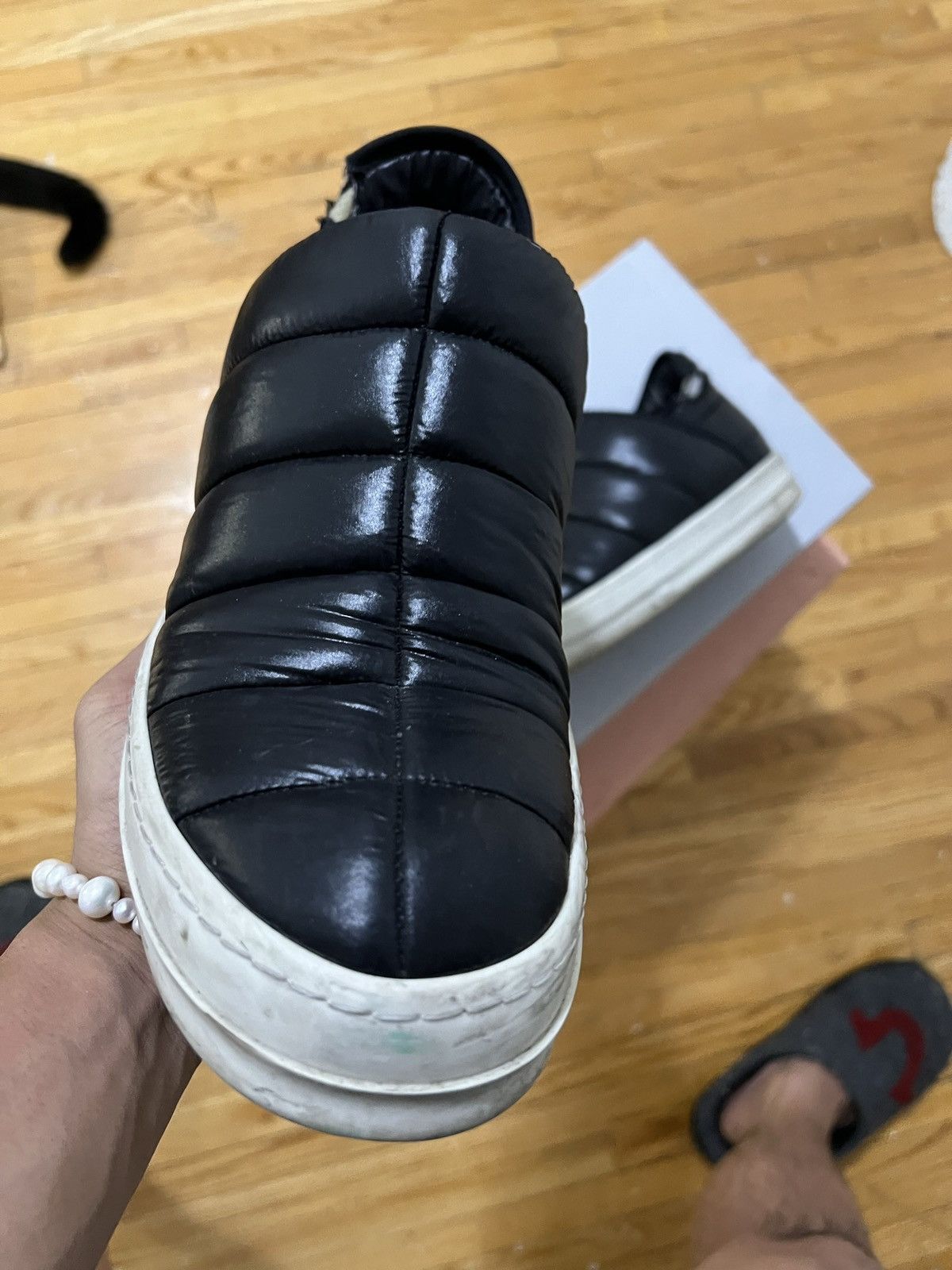 image of Puffer Slip On Rick Owens Shoes in Black, Men's (Size 9)