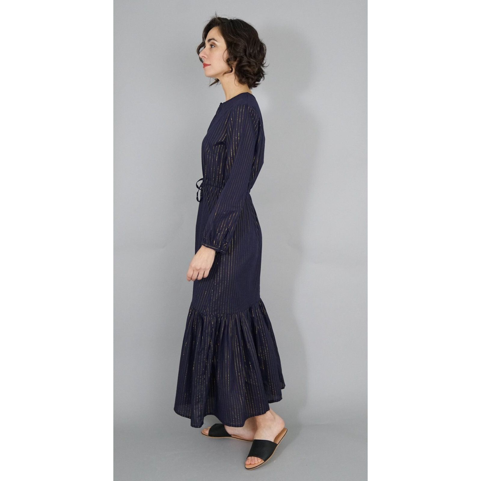 Emerson Fry India Collection Emerson Fry Frances Navy Cotton Dress XS Size XS / US 0-2 / IT 36-38 - 2 Thumbnail