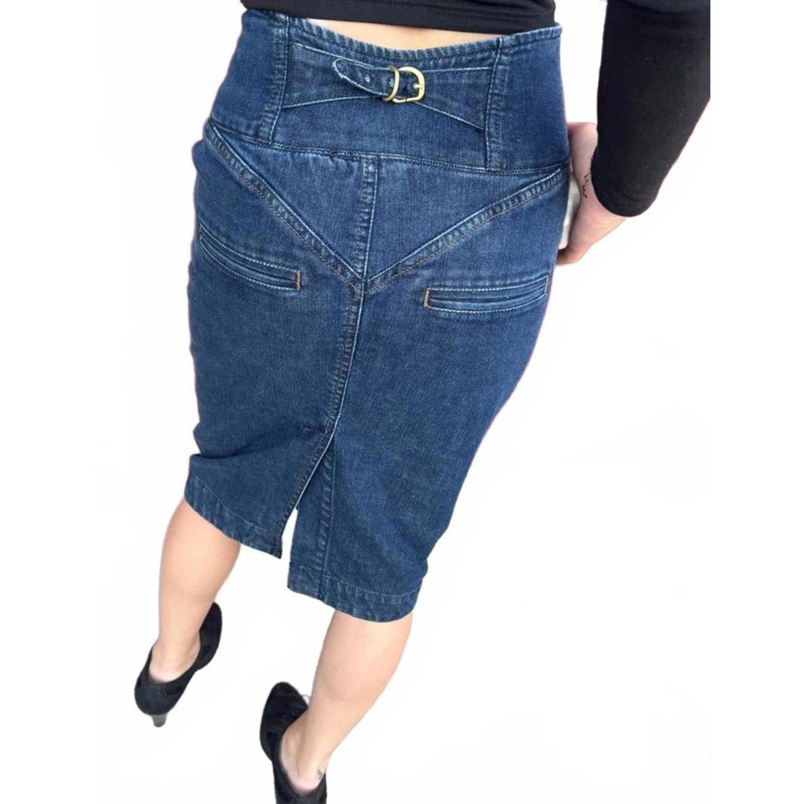 Other Y2K Armani Exchange High Waist Stretch Denim Bandage Skirt Size 25" / US 0 / IT 36 - 5 Thumbnail