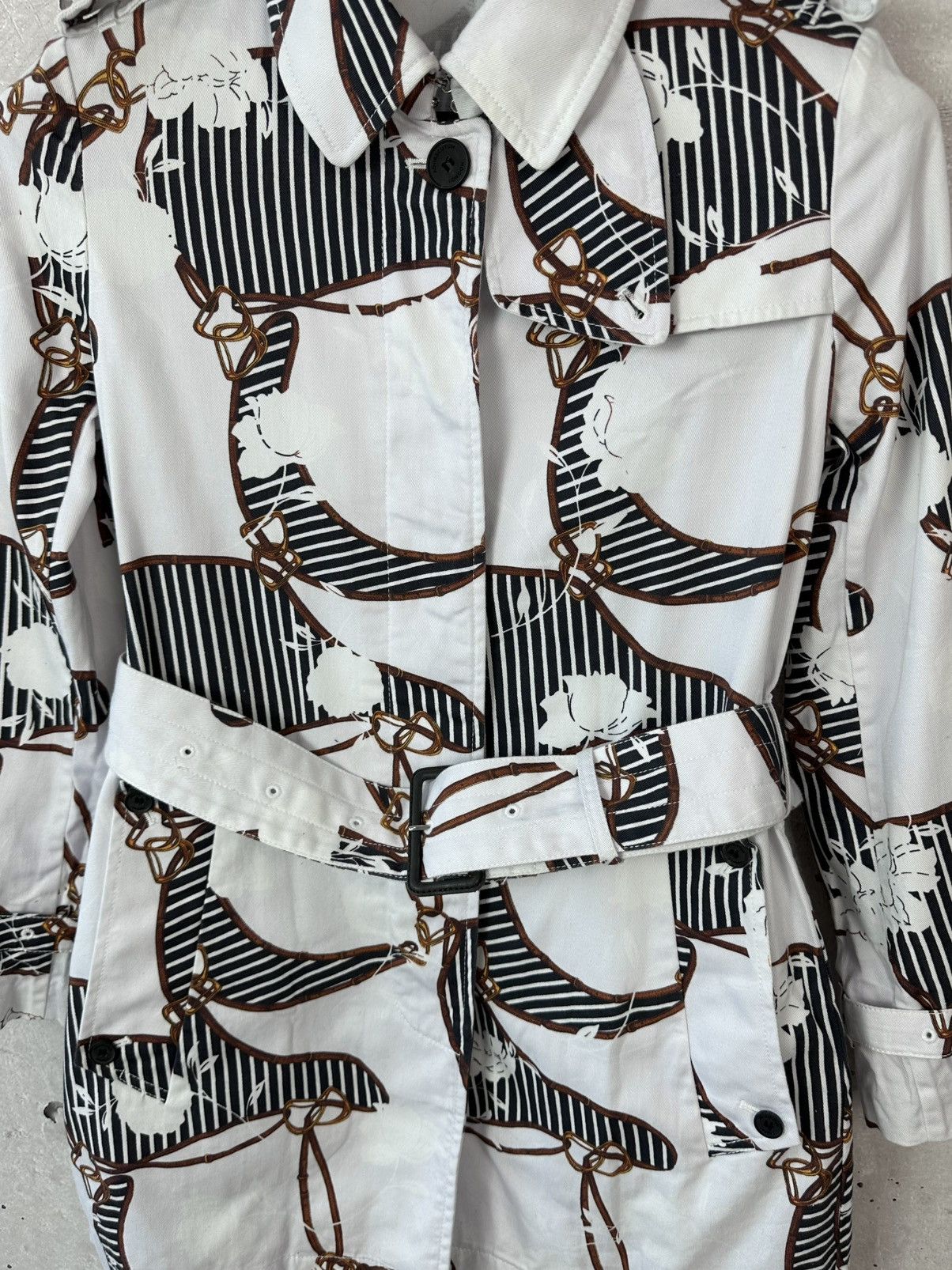 Aquascutum Aquascutum Heritage Floral White Cotton Belt Trench Coat Size XS / US 0-2 / IT 36-38 - 7 Thumbnail