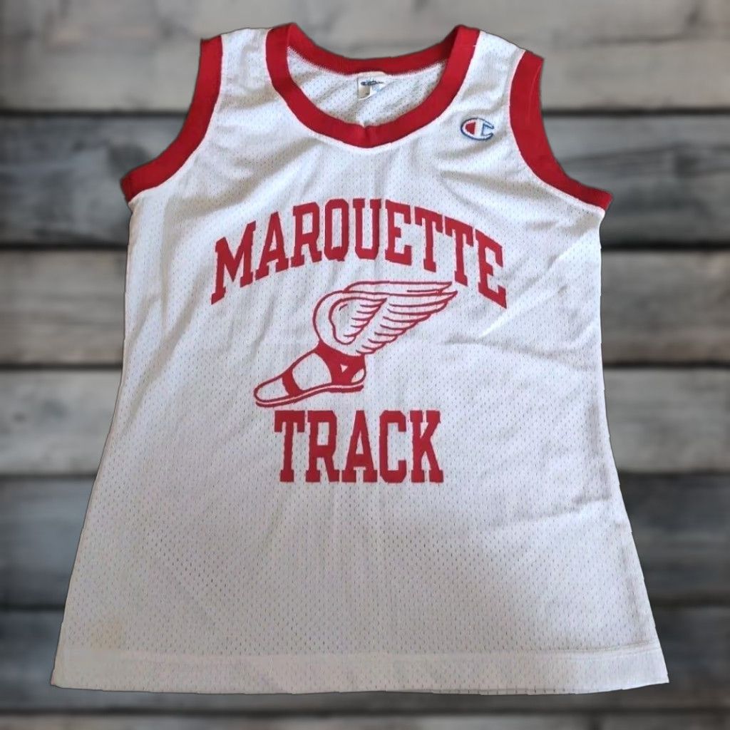 Champion VINTAGE Champion 80s Track Jersey Womens Size 12 Red & White Athletic Tank Made in USA Marquette Size XL / US 12-14 / IT 48-50 - 1 Thumbnail