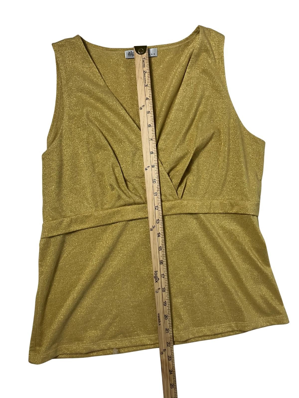 Other ABR New York Gold Metallic V Neck Top XL Stretch Size XL / US 12-14 / IT 48-50 - 3 Thumbnail