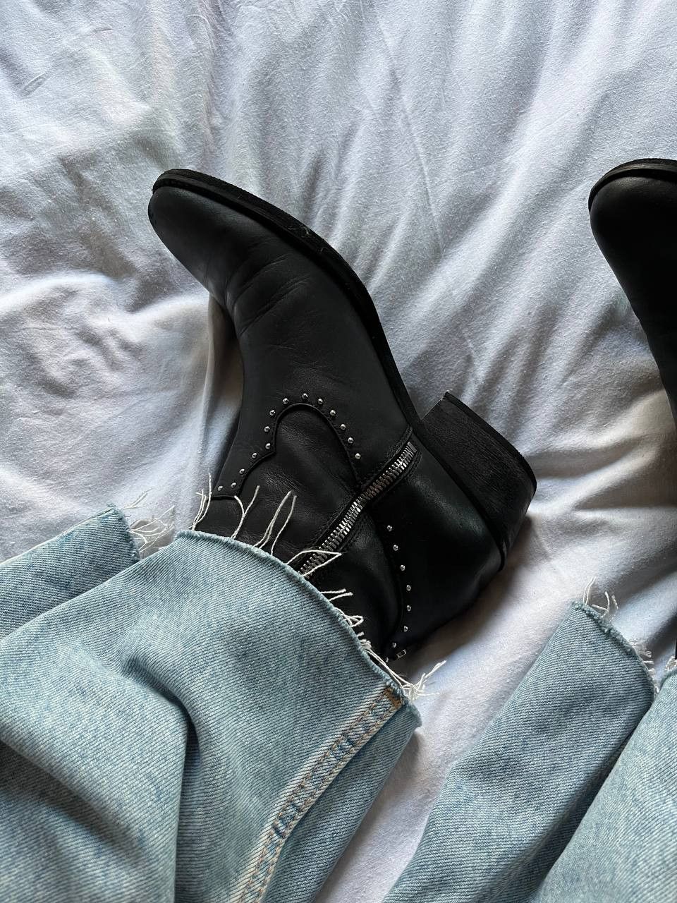 Vintage Marc Cain vintage black leather studded ankle boots Size US 10 / IT 40 - 2 Thumbnail