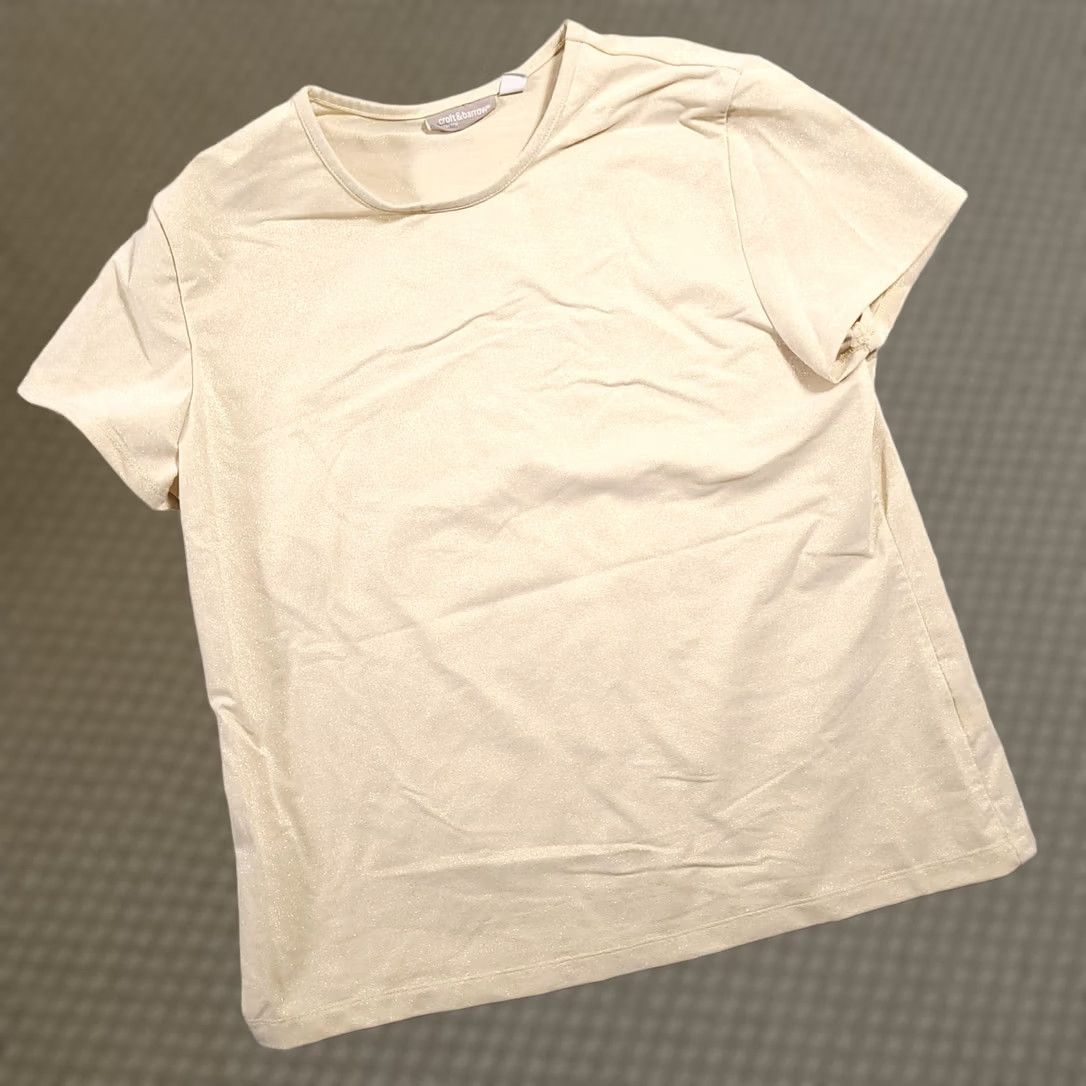 Croft & Barrow Gold Glitter Short Sleeve Round Neck Stretch - Croft & Barrow Womens Large Size L / US 10 / IT 46 - 1 Thumbnail