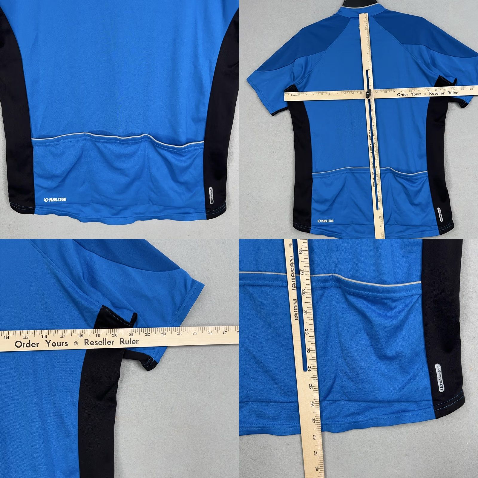 PEARL iZUMi Pearl Izumi Cycling Jersey Mens Large Blue Black Short Sleeve Bike Shirt Pocket Size US L / EU 52-54 / 3 - 8 Thumbnail