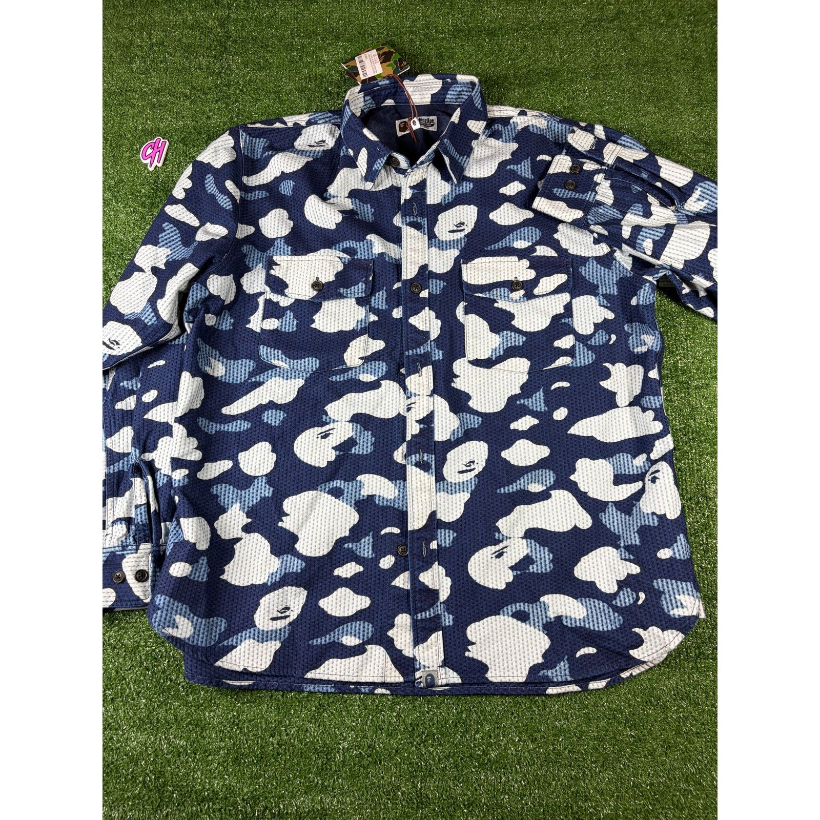 Bape Bape Blue Waffle Thermal Camo Button-Up Shirt Size Large Size US L / EU 52-54 / 3 - 1 Thumbnail