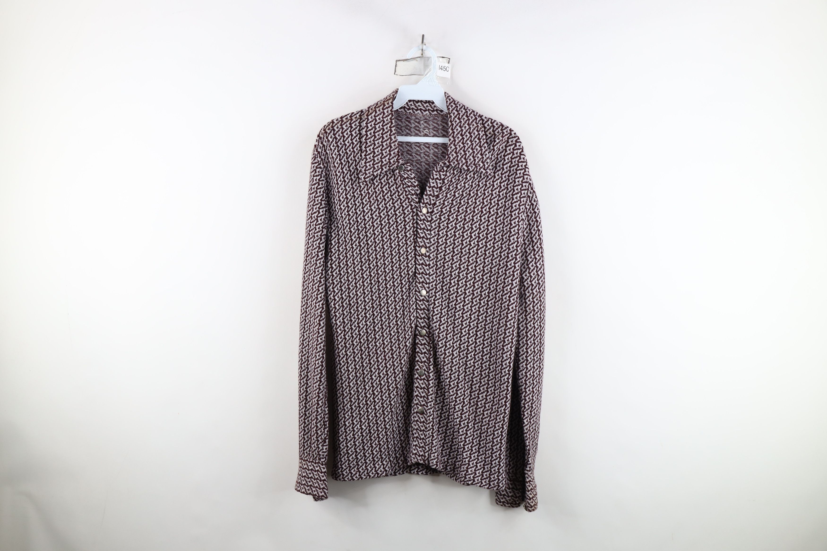 Vintage Vintage 60s 70s Streetwear Knit Collared Button Shirt USA Size US M / EU 48-50 / 2 - 1 Thumbnail
