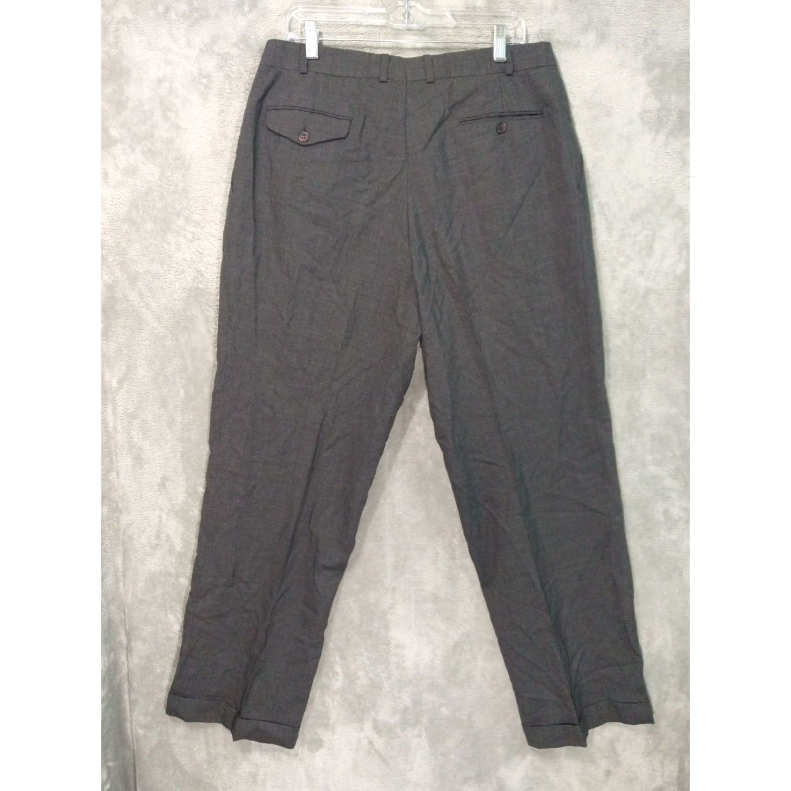 Chaps Chaps Dress Pants Mens 38 x 31 Gray Wool Pleated Cuffed Career Trouser Preppy Dress Pants Mens 38 Gray Wool Pleated Cuffed Career Trouser Preppy Size US 38 / EU 54 - 2 Thumbnail