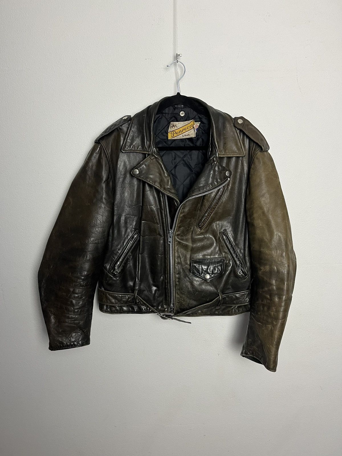 image of Schott Nyc Perfecto Leather Jacket 80’S in Brown, Men's (Size Small)