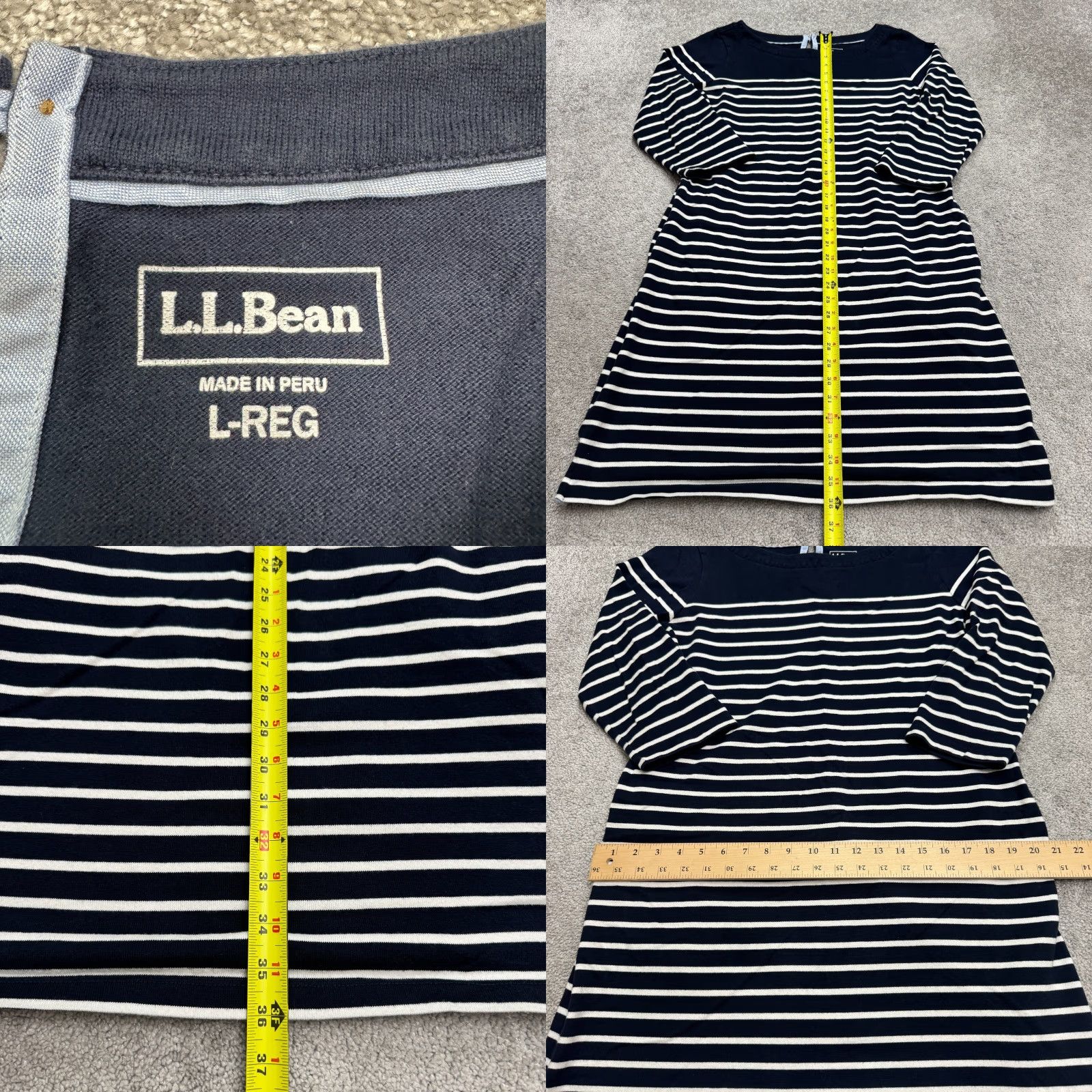 Vintage L.L. Bean Boat Neck Striped Shift Dress Women Large Navy White 3/4 Sleeve Casual Size L / US 10 / IT 46 - 8 Thumbnail