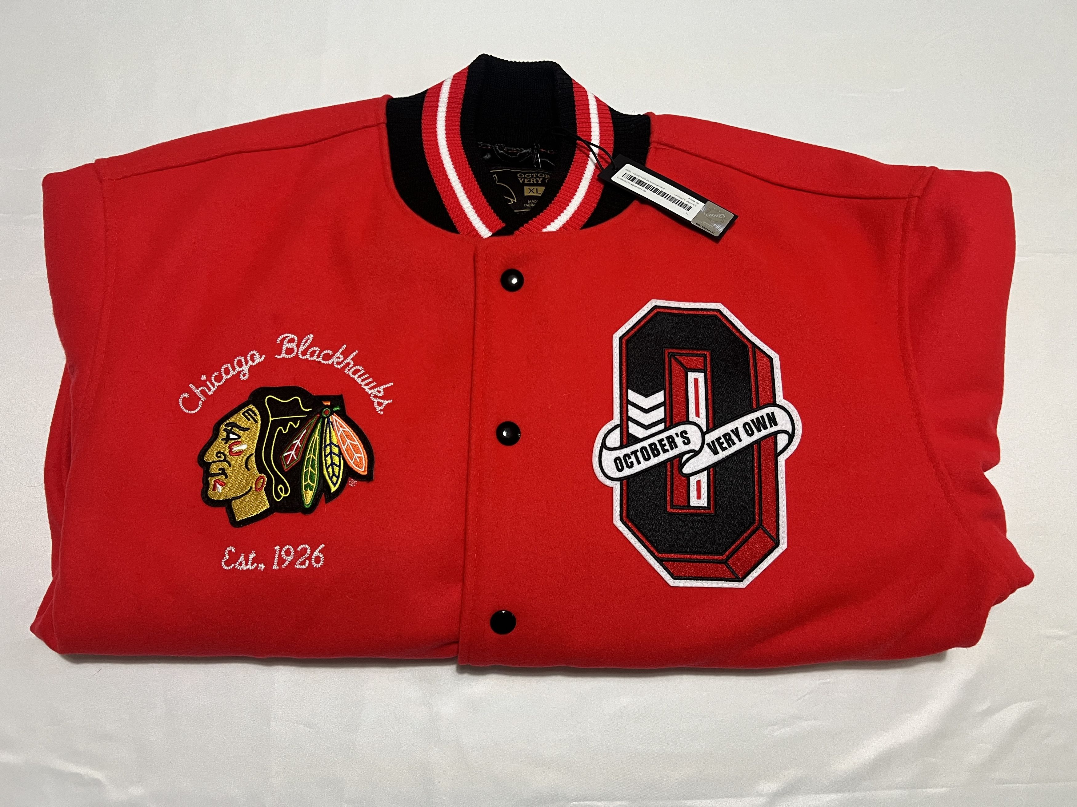 Drake OVO x NHL Chicago Blackhawks Varsity Jacket Size US XL / EU 56 / 4 - 2 Thumbnail