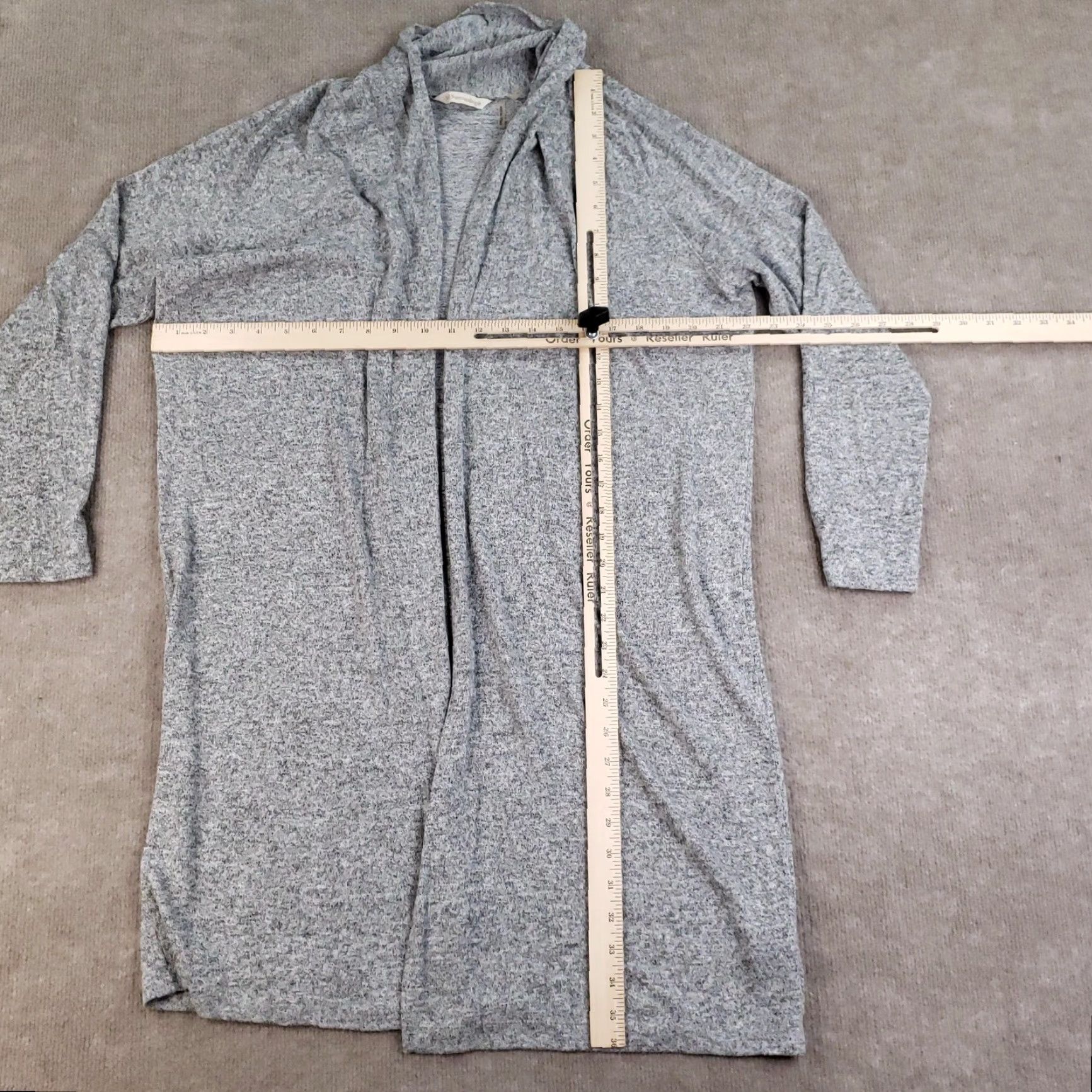 Soft Surroundings Soft Surroundings Cardigan Large Gray Open Front Long Knit Lightweight Stretch Casual USA Womens Size L / US 10 / IT 46 - 2 Thumbnail