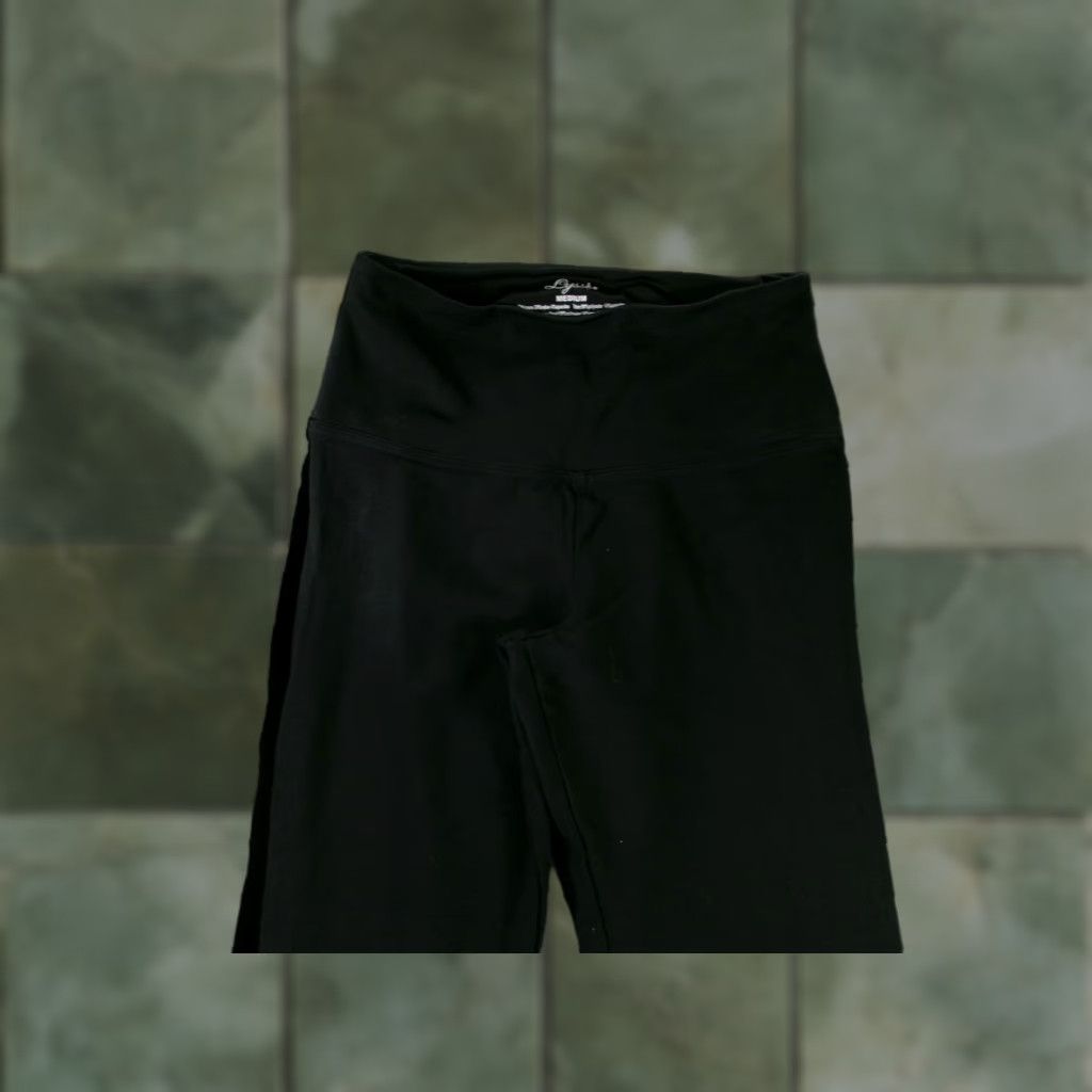 Vintage Lysse Leggings Womens M Black High Waist Velvet Side Stripe Stretch Athleisure Size 32" / US 10 / IT 46 - 1 Thumbnail
