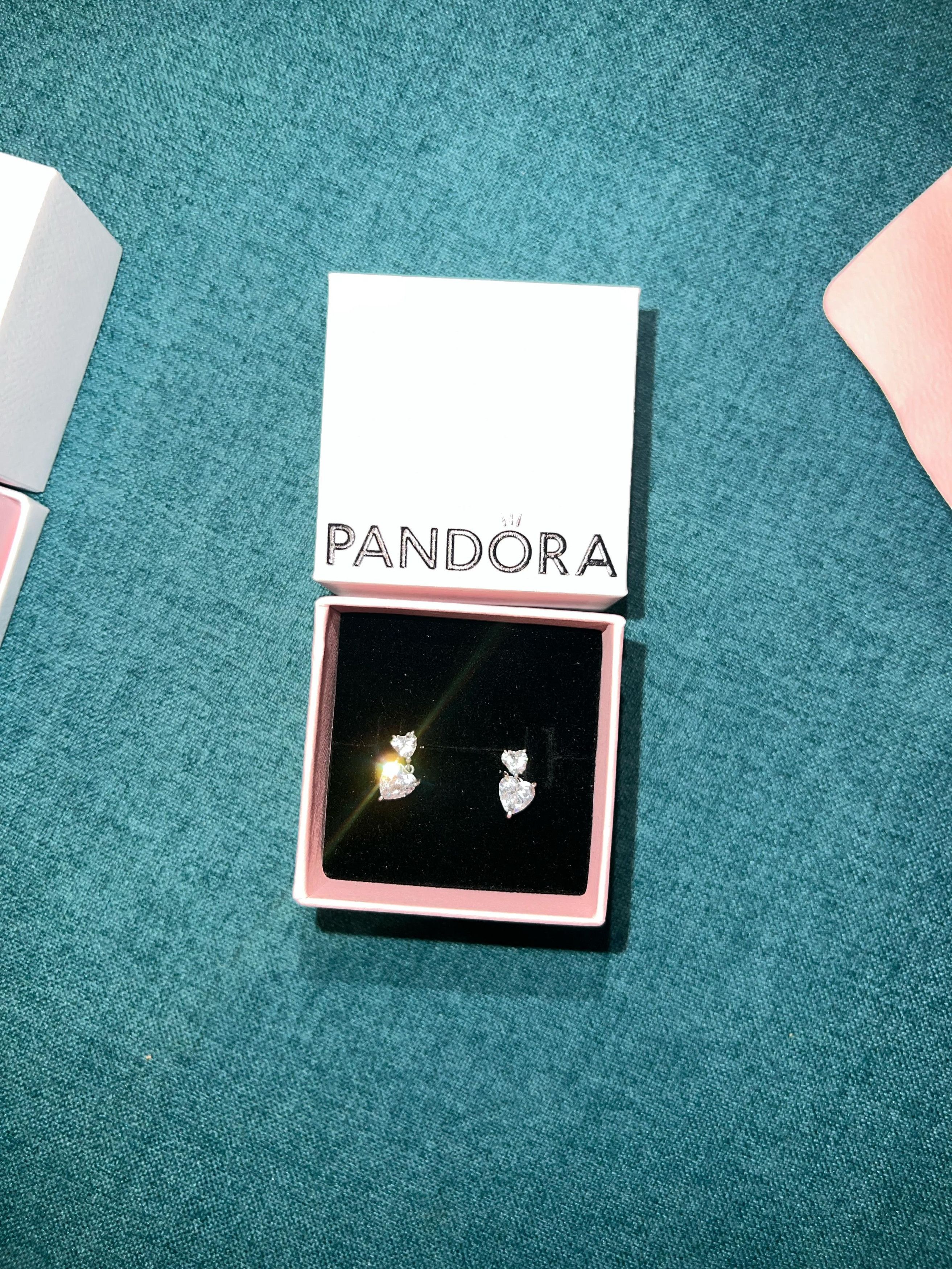 pandora Pandora Double Hearts Sparkling Stud Earrings Size ONE SIZE - 1 Preview