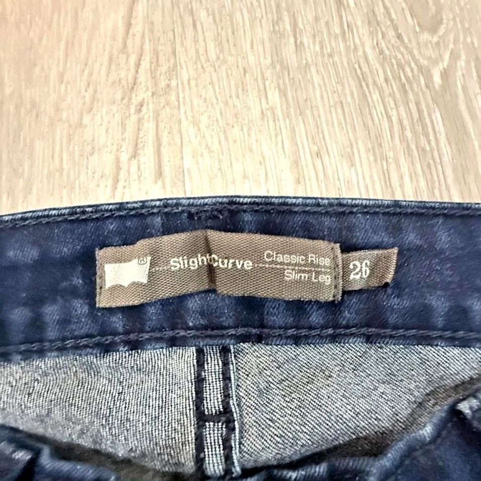 Levi's Levi’s Slim Leg Jeans Womens 26 Blue Dark Wash Stretch Mid Rise 5-Pocket Denim Regular Inseam 28 Size 26" / US 2 / IT 38 - 3 Thumbnail