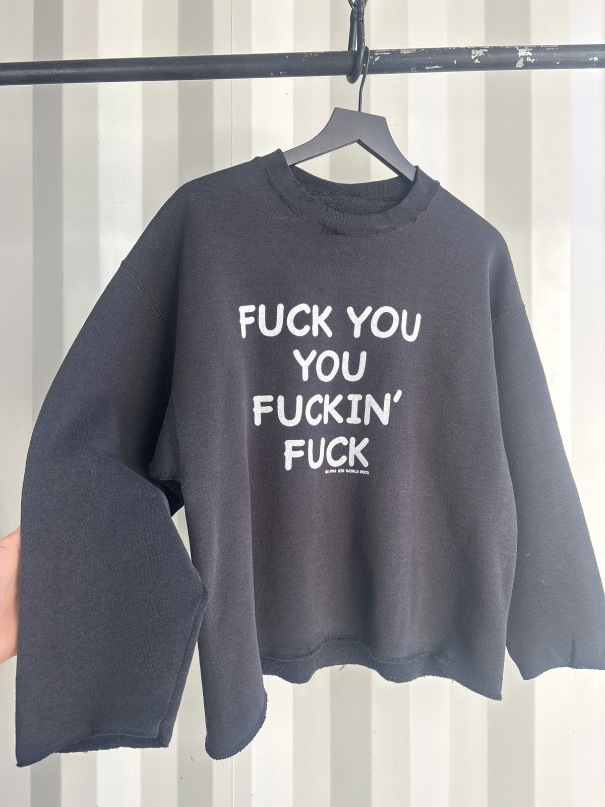 Vintage Thrashed Fuck You Distressed Faded Sweater Grunge Boxy Band Size US L / EU 52-54 / 3 - 4 Thumbnail
