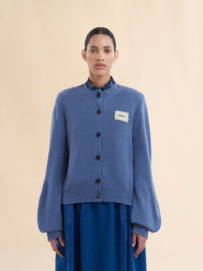 Marni o1f1d3z0326 Cropped Cardigan in Blue Size M / US 6-8 / IT 42-44 - 2 Thumbnail
