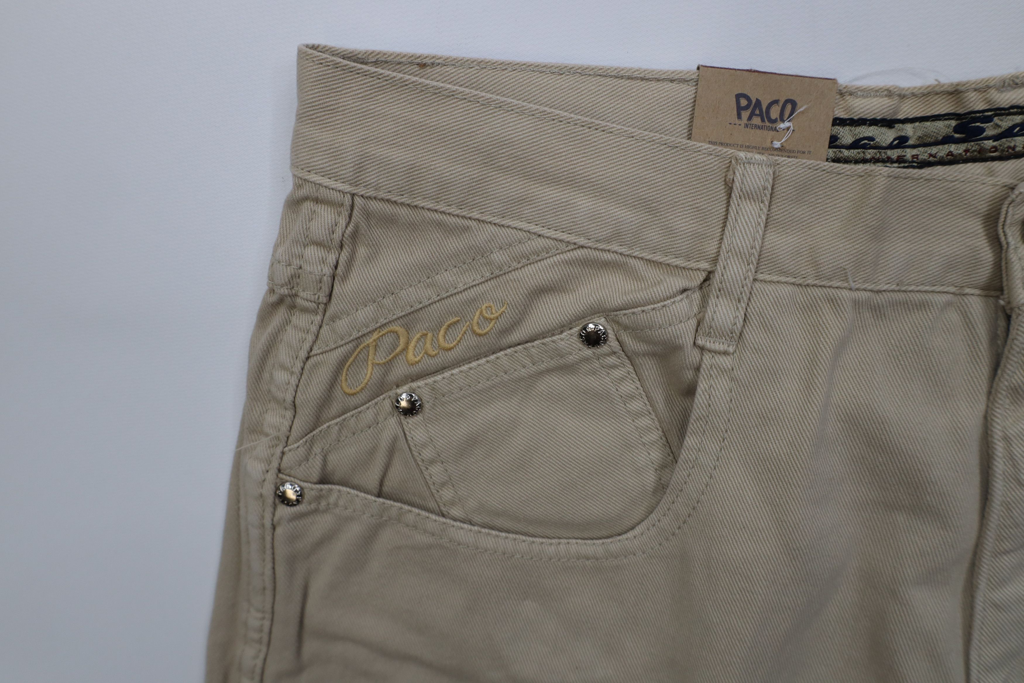 Vintage Deadstock Vintage 90s Paco Hip Hop Denim Jean Shorts Tan Size US 33 - 5 Thumbnail