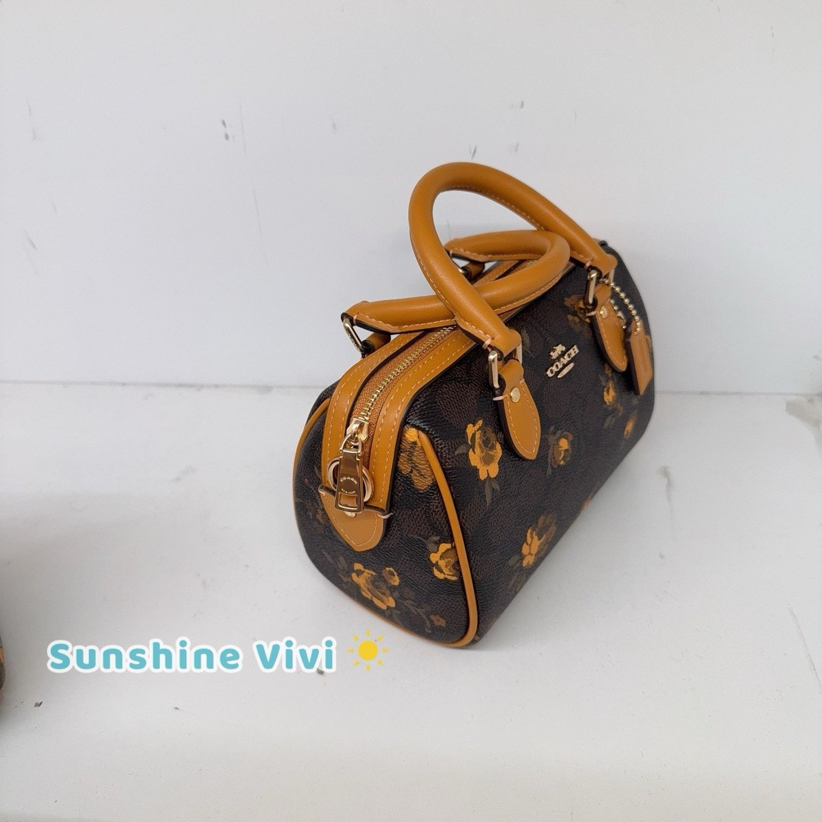 Coach NWT Coach Mini Rowan Crossbody Bag Floral CCF31 WalnutYellow Size ONE SIZE - 2 Thumbnail