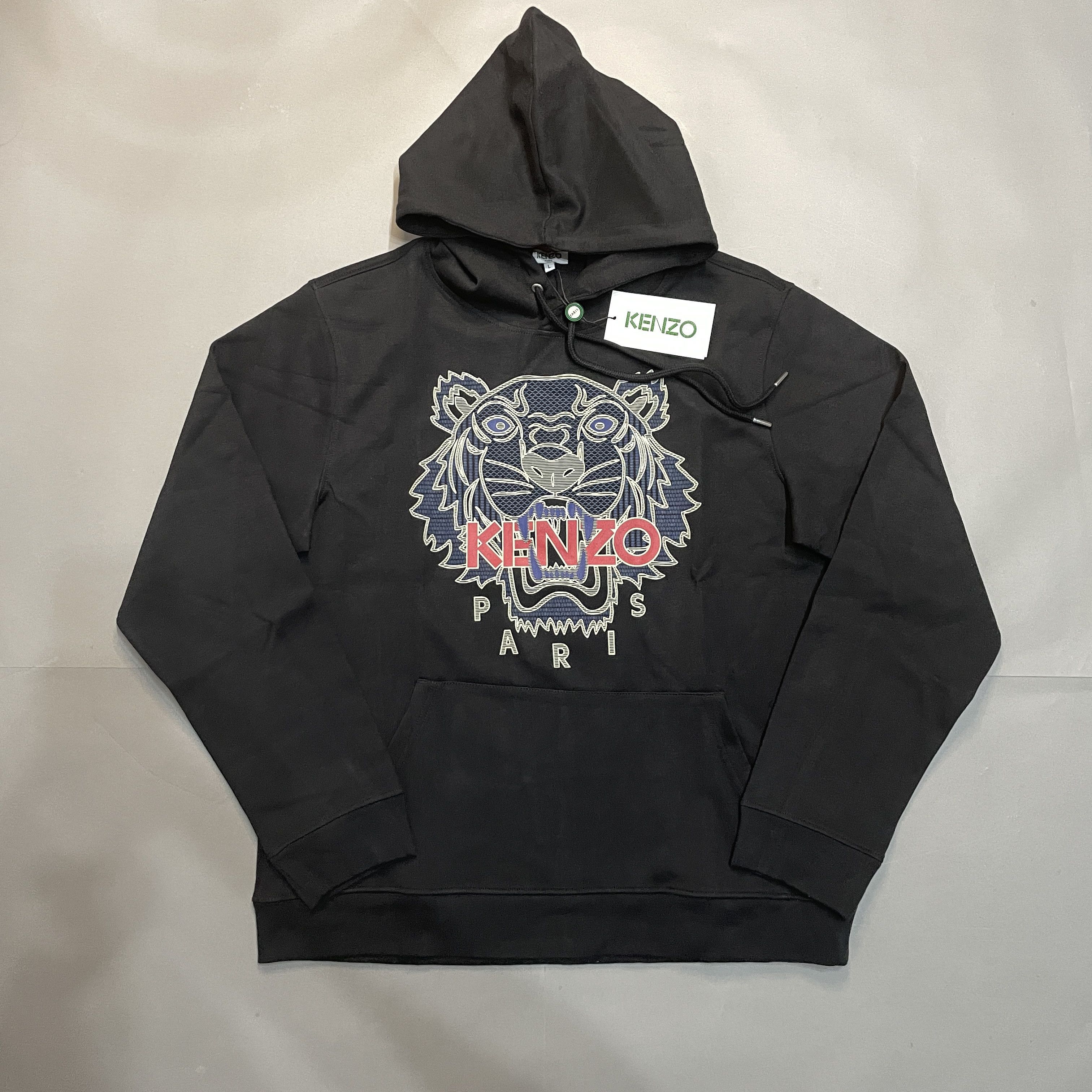 image of New Kenzo Scuba Tiger Hoodie in Black, Men's (Size Small)