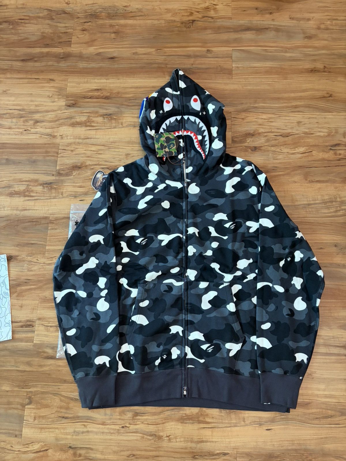 Bape City Camo Shark Wide Full Zip Double Hoodie | Grailed