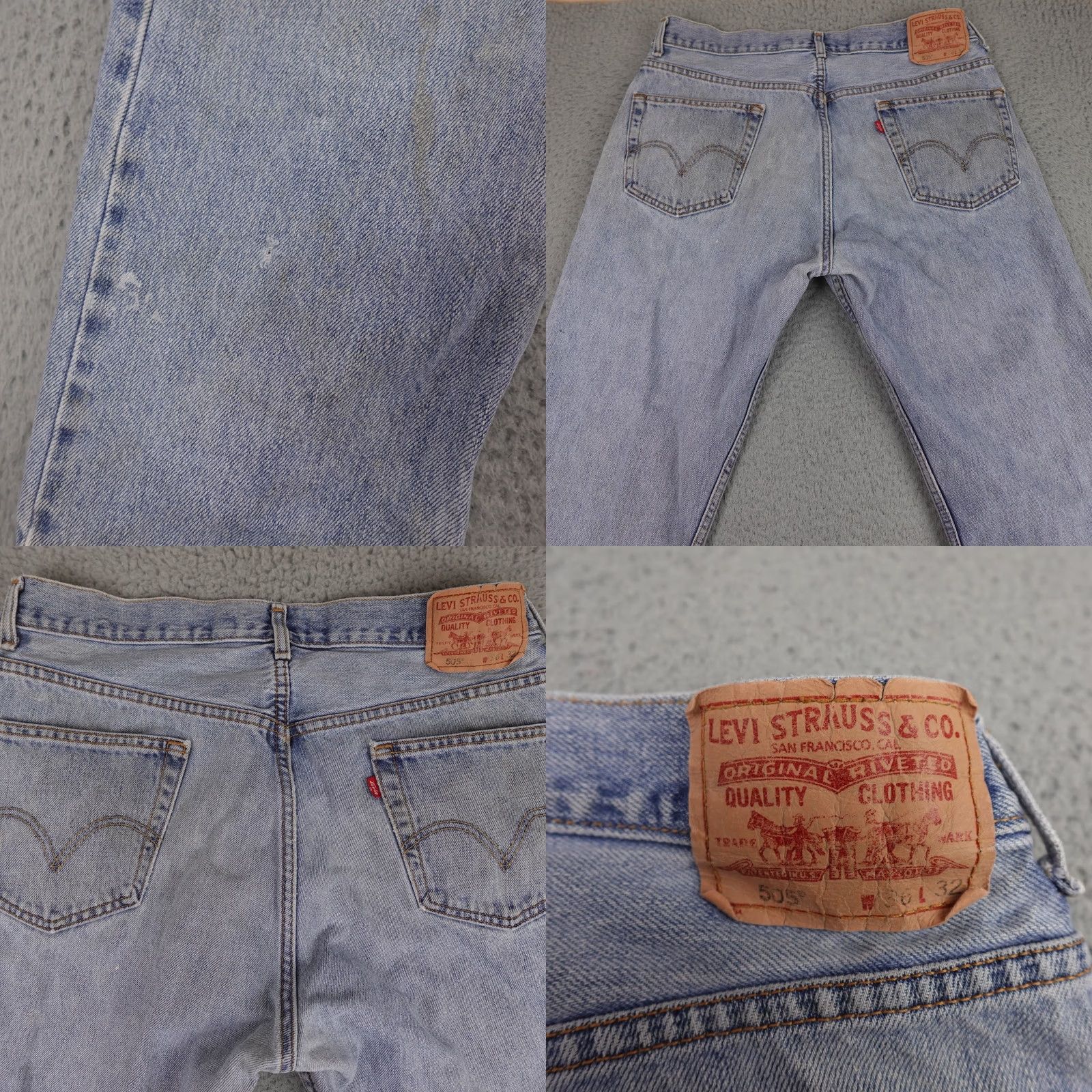 Levi's Levi's 505 Jeans Mens 36x32 Blue Denim Regular Fit Distressed Mexico Size US 36 / EU 52 - 9 Thumbnail
