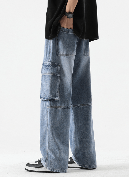 Japanese Brand American retro distressed loose pocket straight cargo jeans Size US 32 / EU 48 - 3 Thumbnail