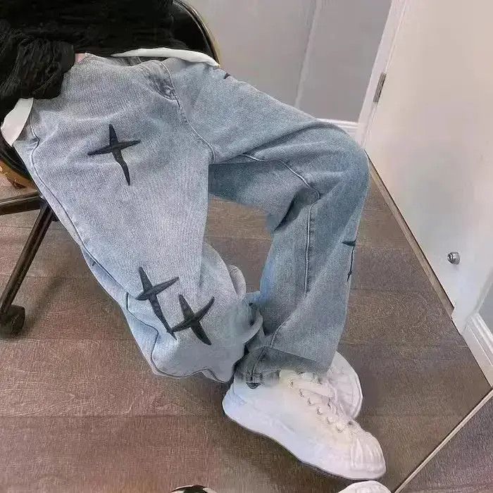 Japanese Brand Stars Graphic Blue Denim Jeans Size US 32 / EU 48 - 1 Thumbnail