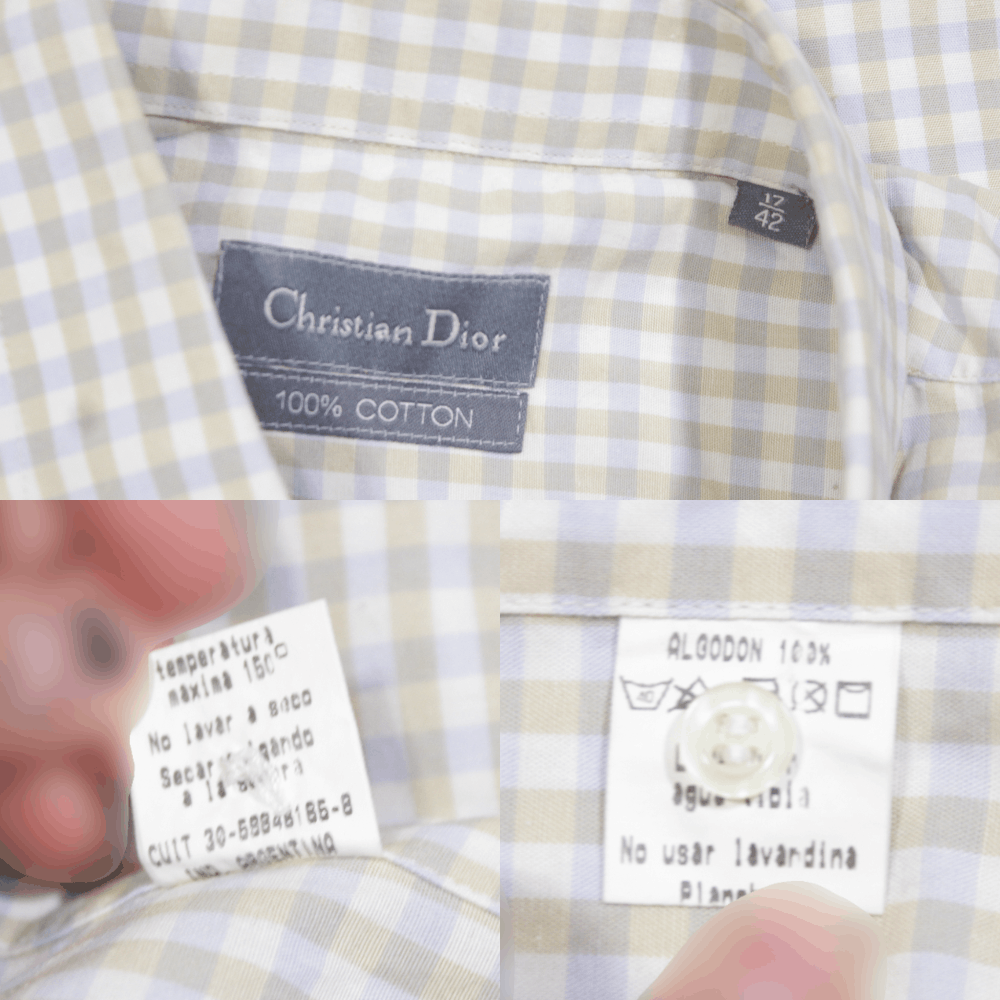 Dior 90S Logo Plaid Shortsleeve Shirt Vintage Size US XL / EU 56 / 4 - 9 Thumbnail