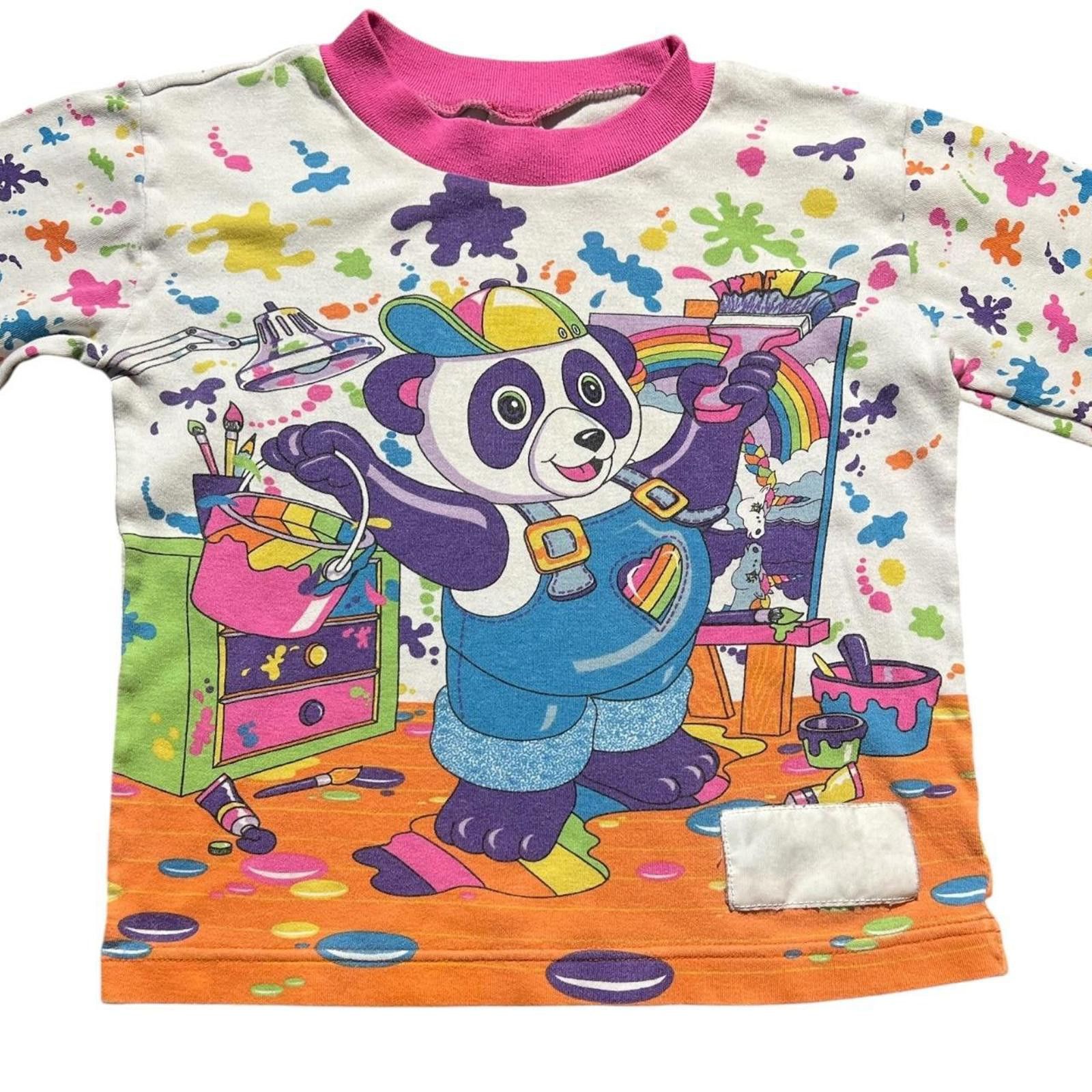 Designer Vintage Lisa Frank Panda Painter AOP Long Sleeve Shirt Size US XXS / EU 40 - 3 Thumbnail