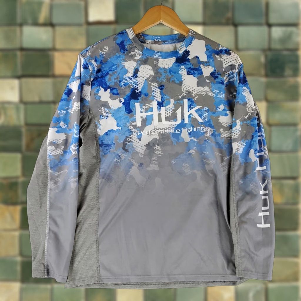 Vintage Huk Shirt Performance Fishing Long Sleeve Blue Gray Camo Mens M Size US M / EU 48-50 / 2 - 1 Thumbnail