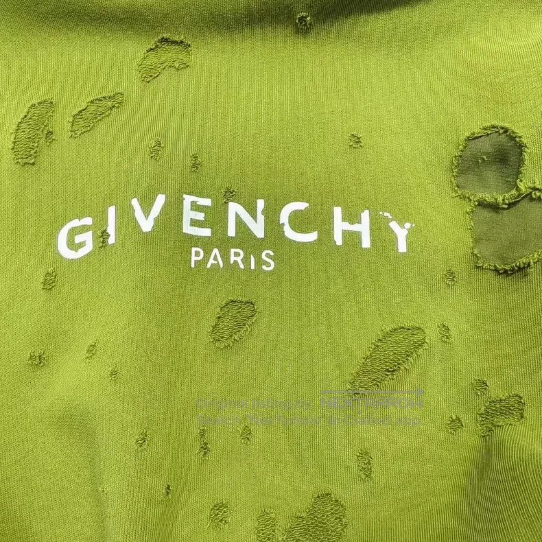 Givenchy Givenchy Military Green Oversized Destruction Hoodie Size US XL / EU 56 / 4 - 5 Thumbnail