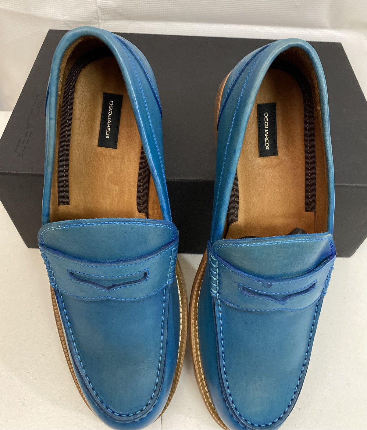 Dsquared2 Dsquared2 🇮🇹 Blue Leather Ivy League Penny Loafer 8.5 NEW Size US 8.5 / EU 41-42 - 16 Thumbnail