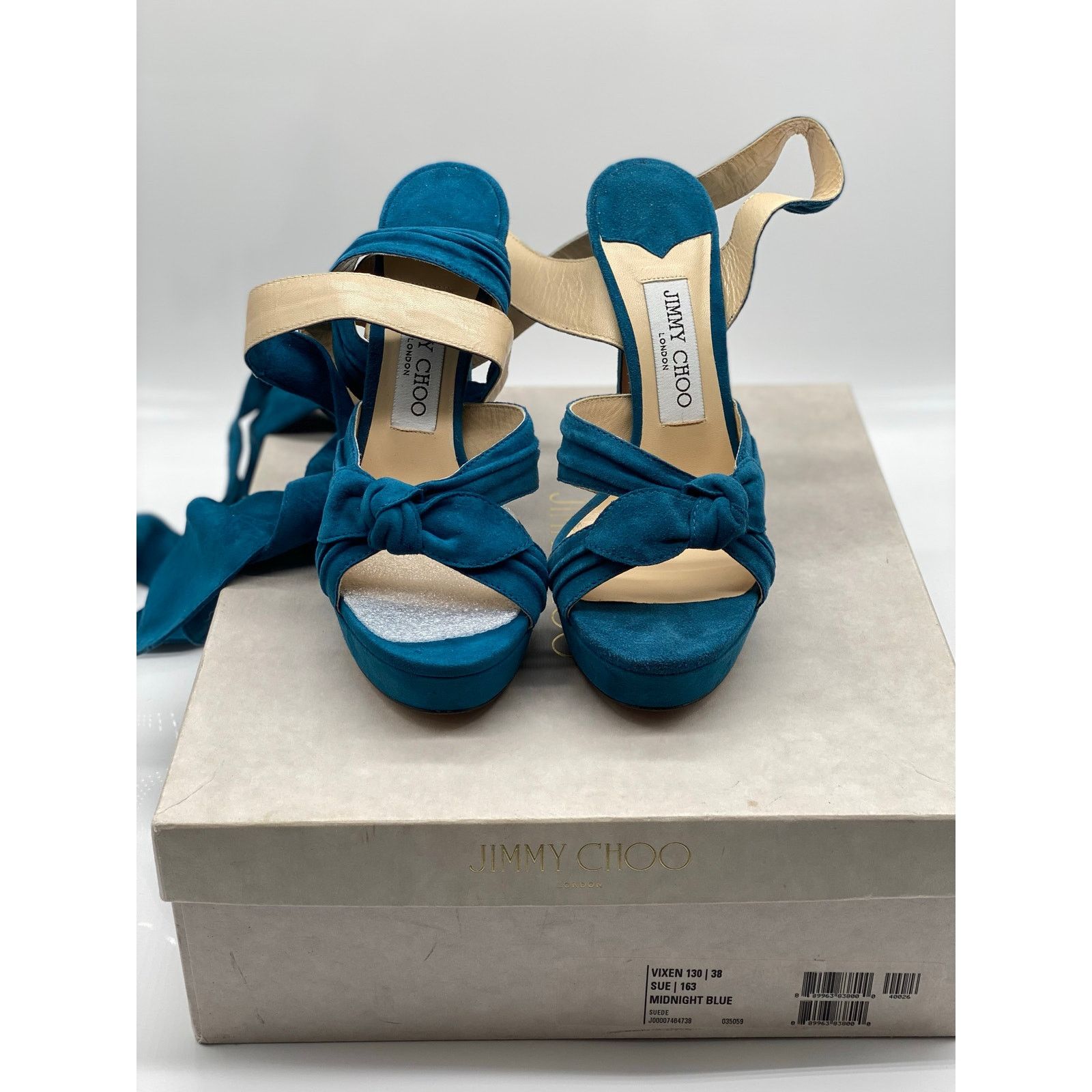 Jimmy Choo Jimmy Choo Vixen 130 Platform Sandals Midnight Blue sz 38 EU Size US 8 / IT 38 - 5 Thumbnail
