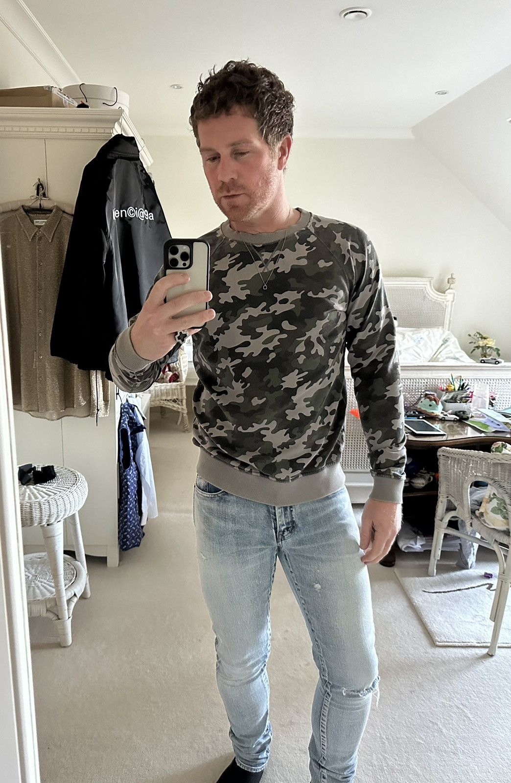 Saint Laurent Paris SS15 Saint Laurent psych rock camp camouflage crew Hedi XL Size US XL / EU 56 / 4 - 2 Thumbnail