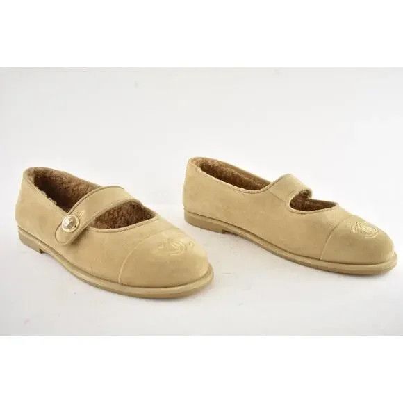 Chanel os11x0426 Shearling Fur Mary Jane Moccasin Loafers in Tan Size US 11 / IT 41 - 3 Thumbnail
