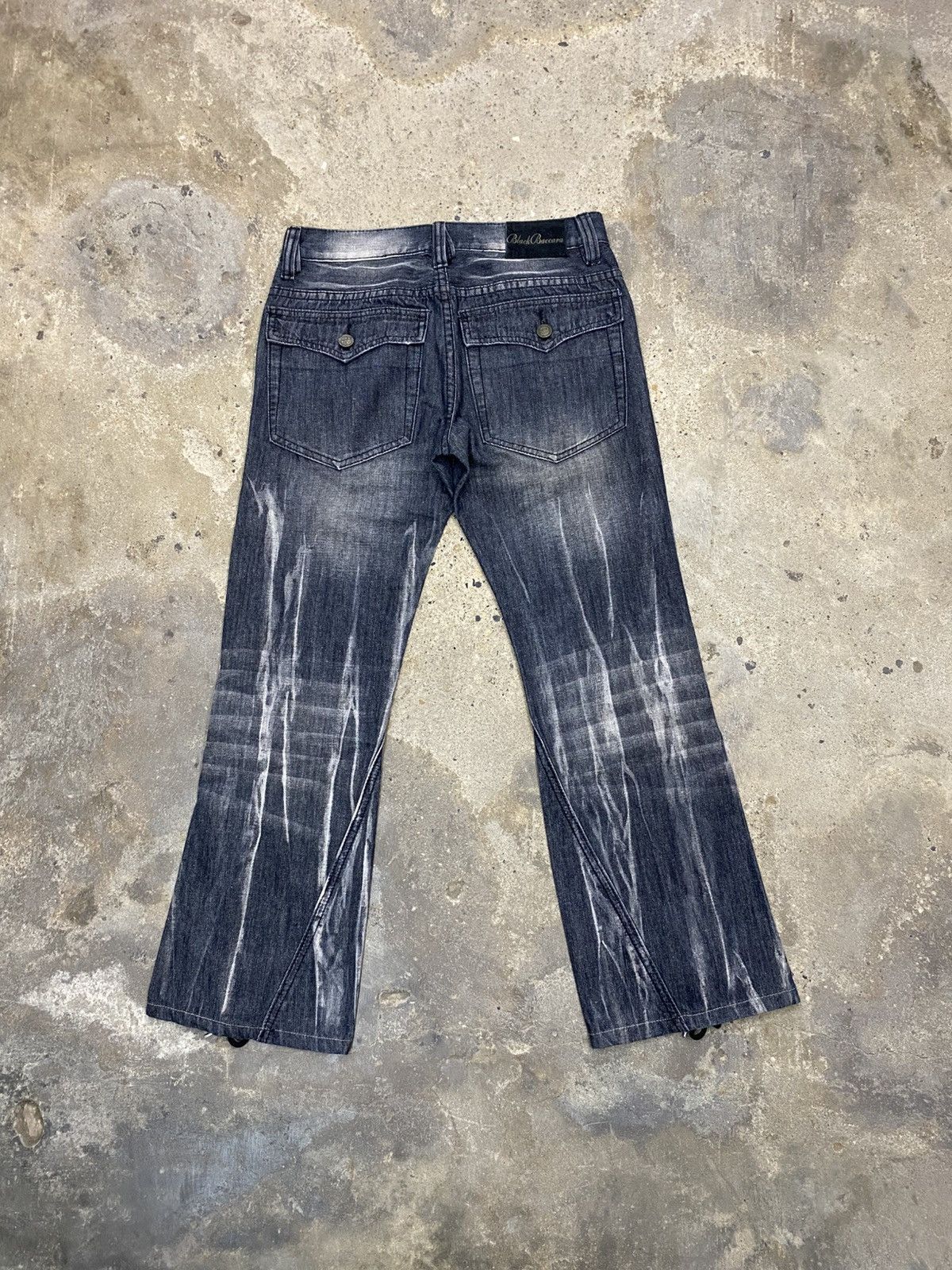 Japanese Brand Black baccara side laced jeans wash Size US 29 - 11 Thumbnail