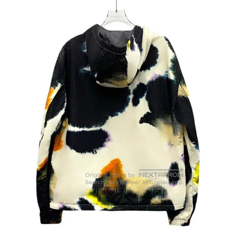 Fendi Fendi Black splattered ink logo letter full-print hooded l Size US M / EU 48-50 / 2 - 2 Thumbnail